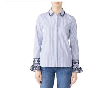 Tory Burch Blue and White Striped Top